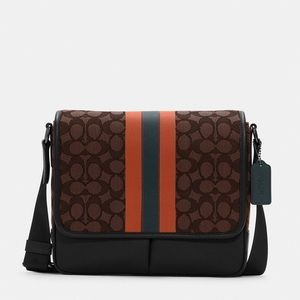 NWT COACH C6583 Thompson Small Map Bag In Signature Jacquard With Stripe